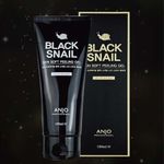 [ANJO] Black Snail Skin Soft Peeling Gel 180ml - Gentle Exfoliation with Natural Cotton & 180mg Snail Mucin for Deep Moisture - Made in Korea